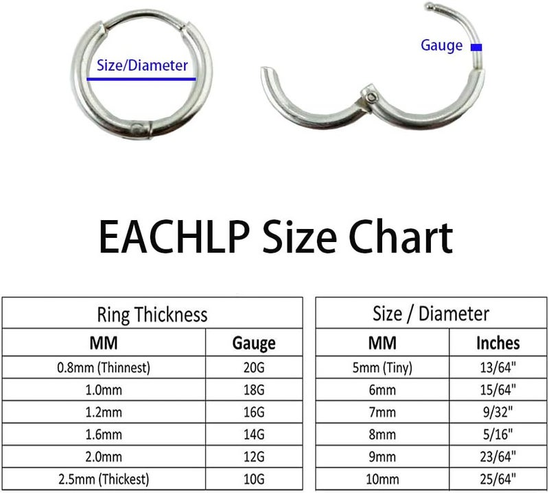 EACHLP Unisex 18K Real Gold Plating Surgical Steel Sleeper Tiny Hoop Earrings,Nose Ring Septum Ring Helix Ring Daith Ring Lip Ring Nipple Ring Snug Ring Rook Ring Body Piercing Jewelry - Image 4